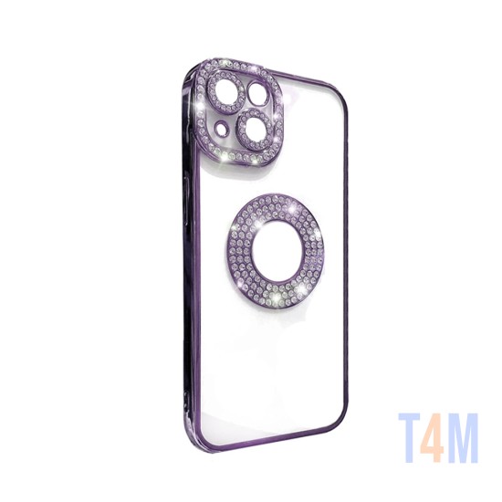 Soft Silicone Case with Diamond Design for Apple iPhone 14 Purple